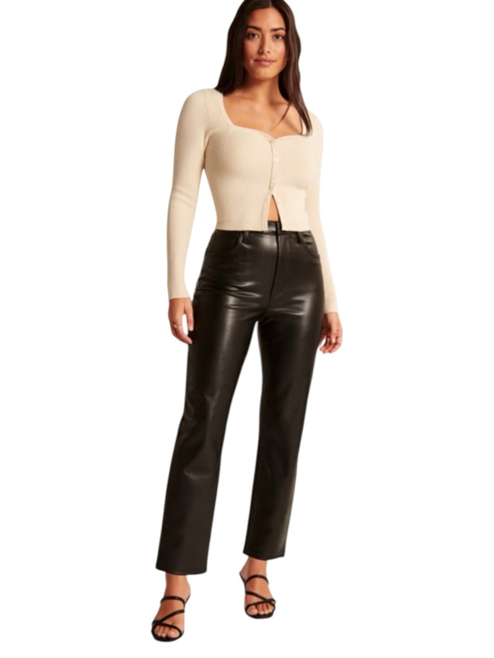 Abercrombie Vegan Leather Pants Women's‎ 28 Curve Love Black Ankle Straight